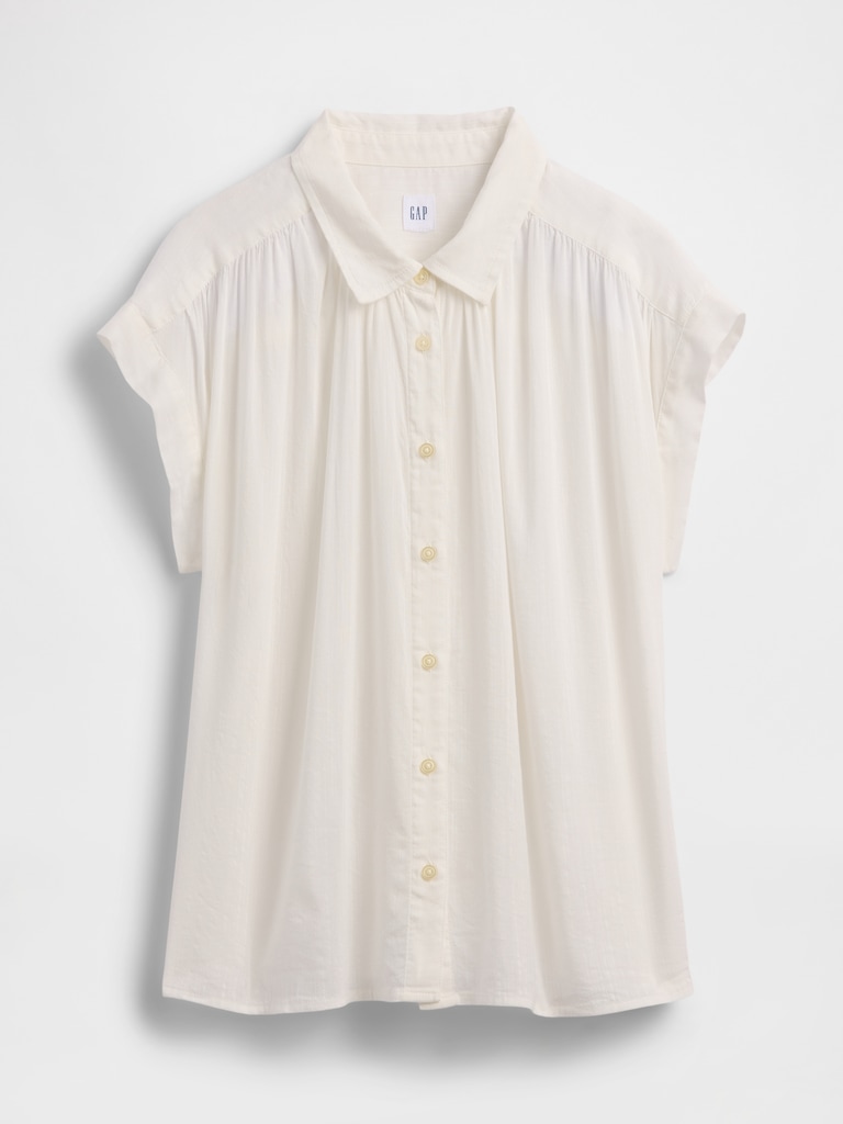 Collared Cap-Sleeve Shirt