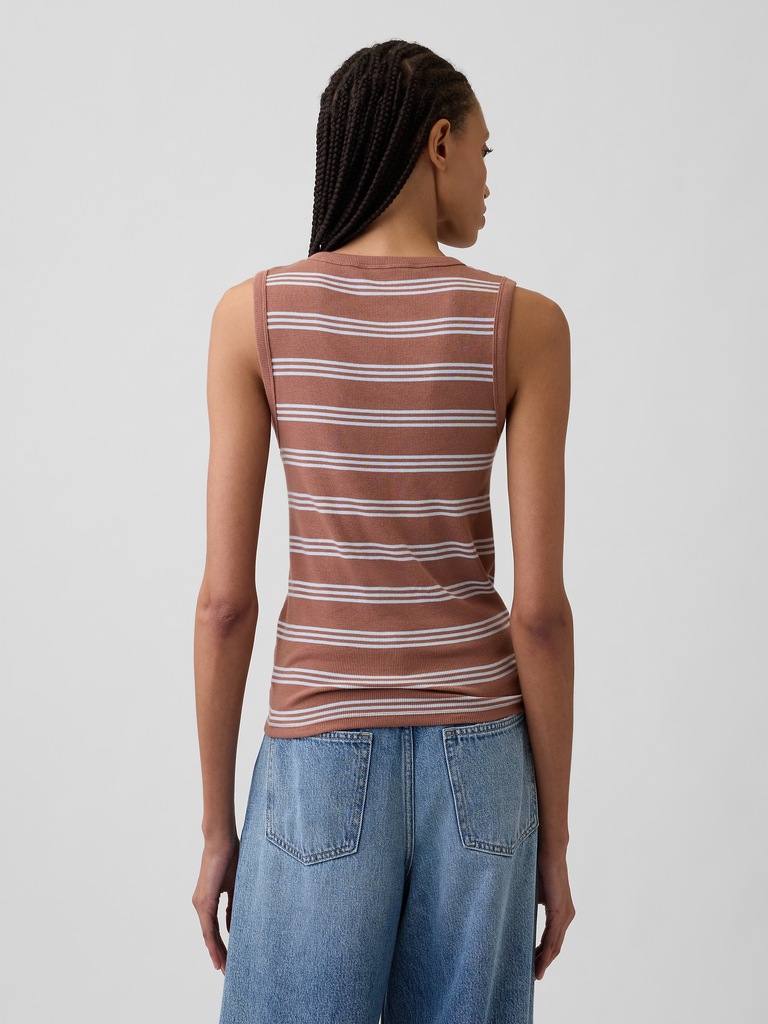 Ribbed Henley Tank Top
