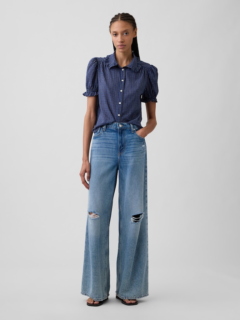 Relaxed Voile Puff Sleeve Top