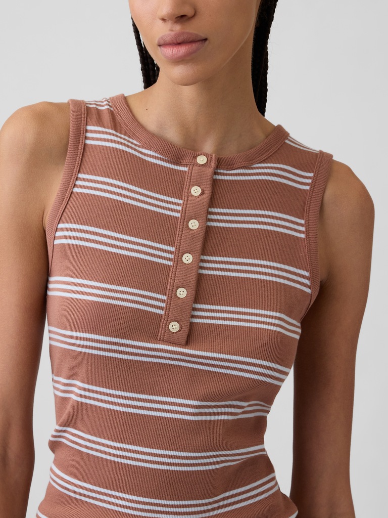 Ribbed Henley Tank Top