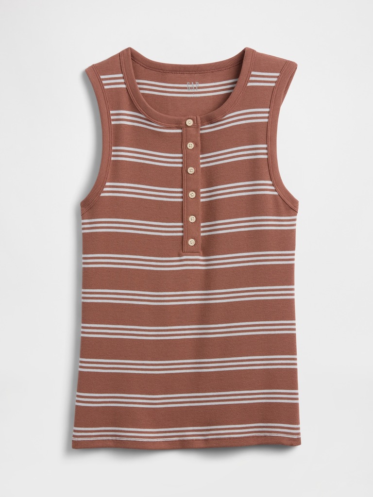 Ribbed Henley Tank Top