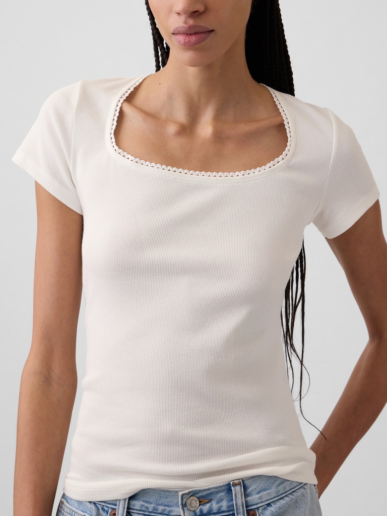 Ribbed Squareneck Top