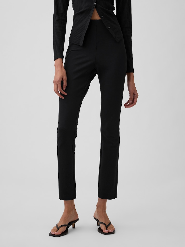 High Rise Crop Pull-On Ponte Pants
