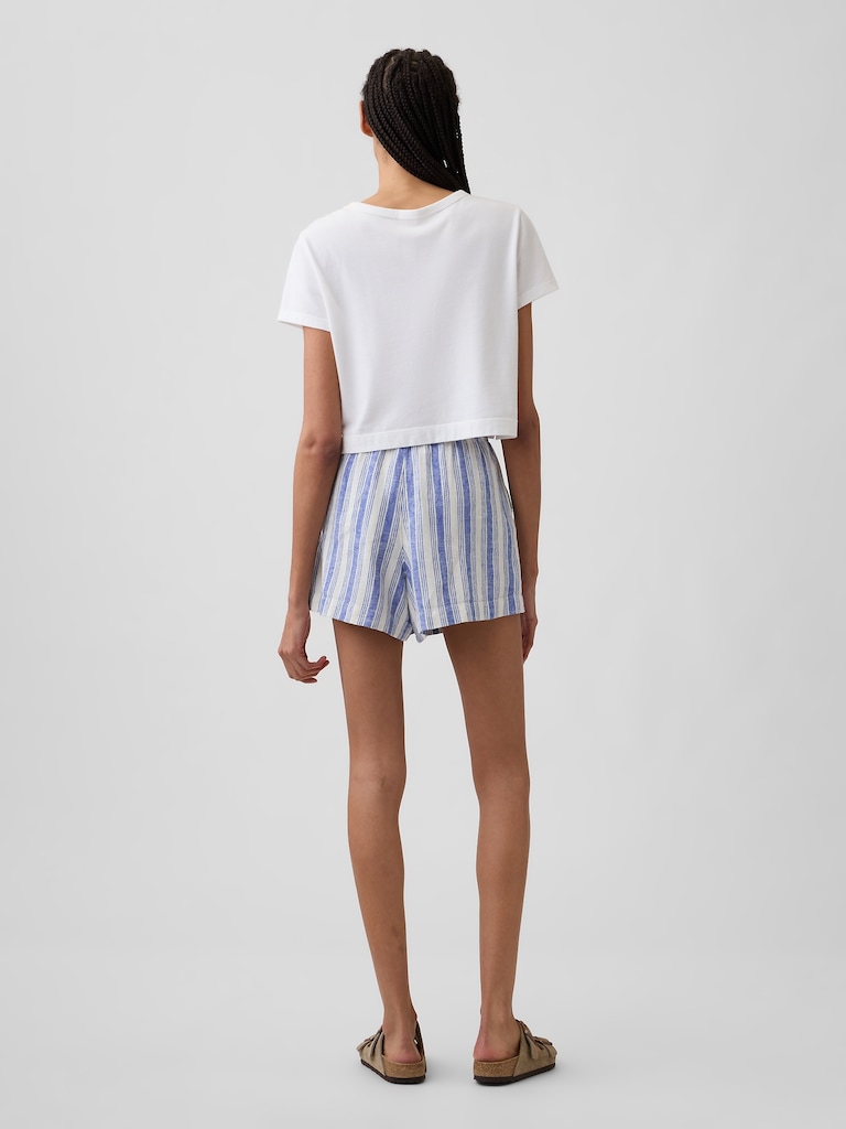 4" High Rise Pull-On Linen-Blend Shorts