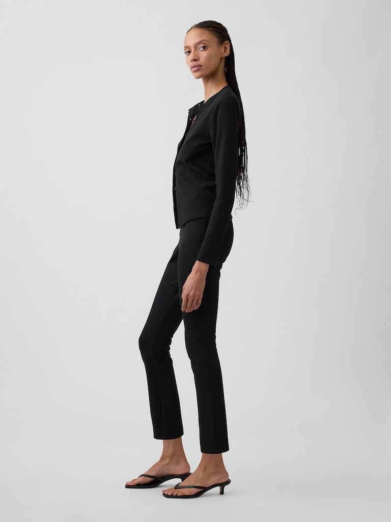 High Rise Crop Pull-On Ponte Pants