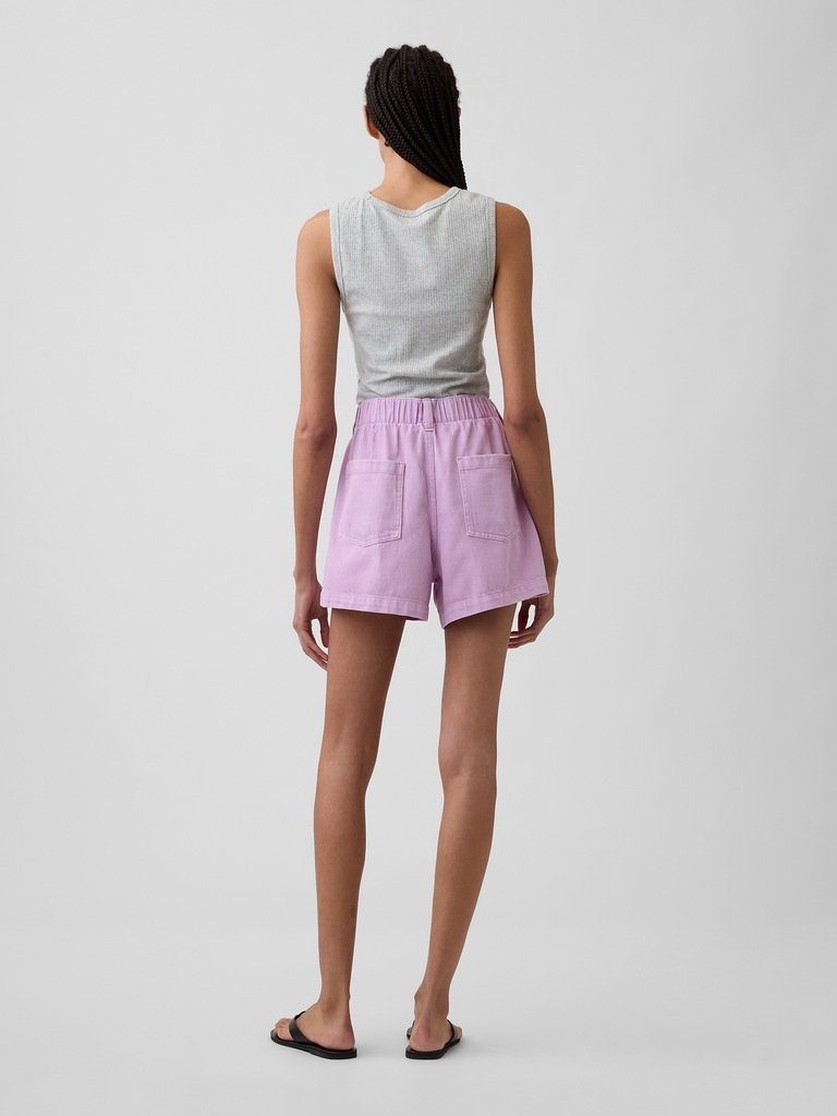 4" High Rise Denim Utility Shorts