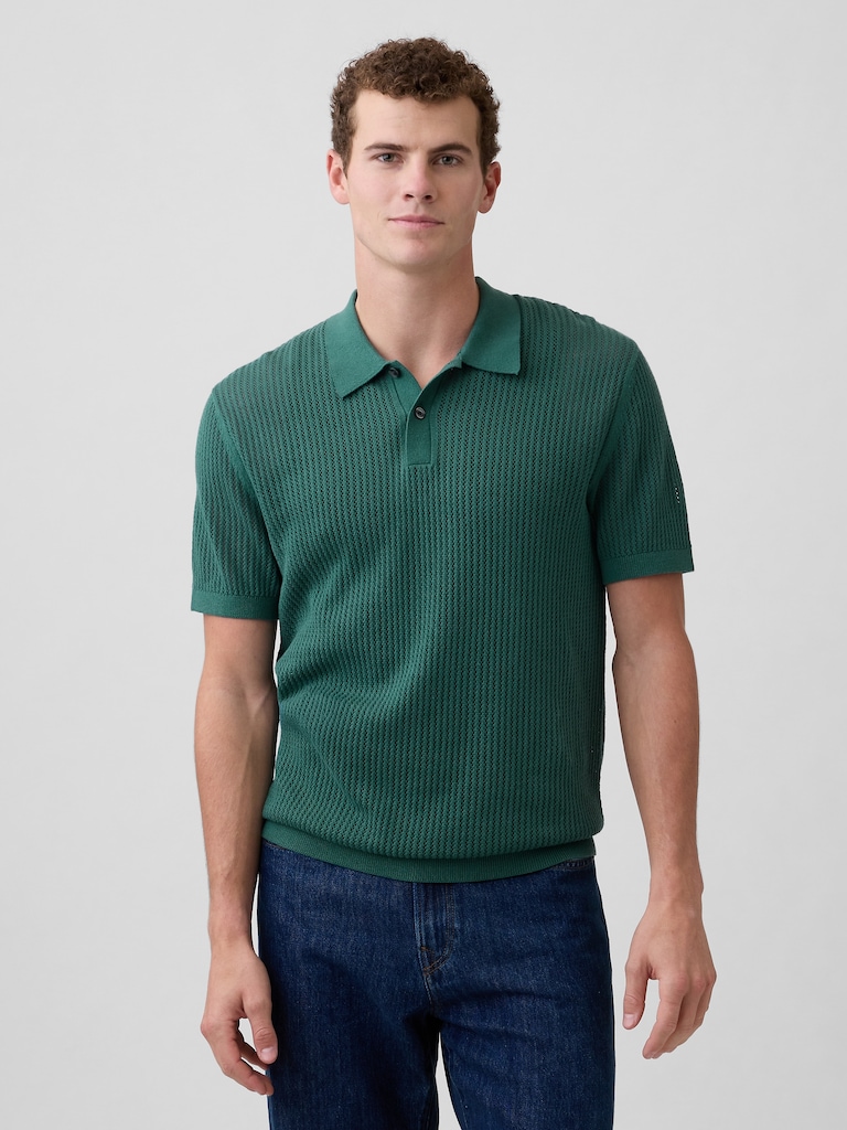 Crochet Sweater Polo Shirt