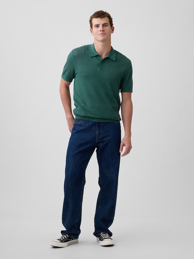 Crochet Sweater Polo Shirt