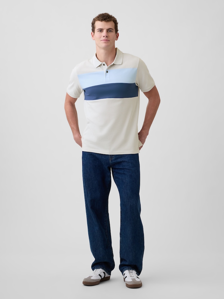 Colorblock Stretch Pique Polo Shirt