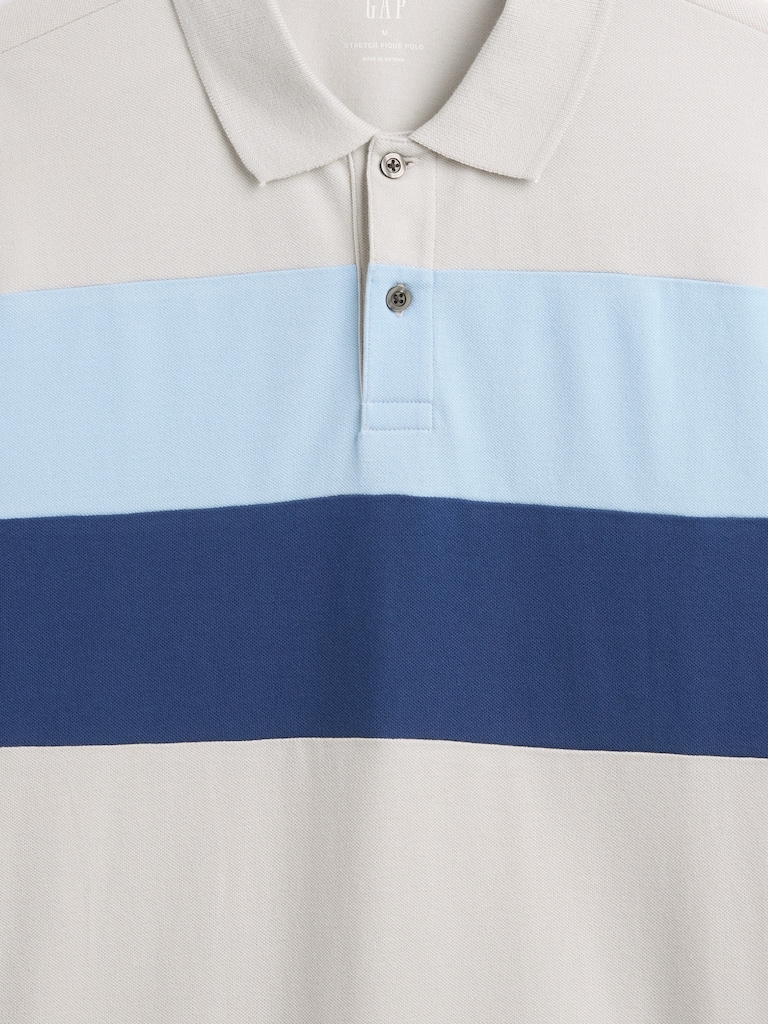 Colorblock Stretch Pique Polo Shirt