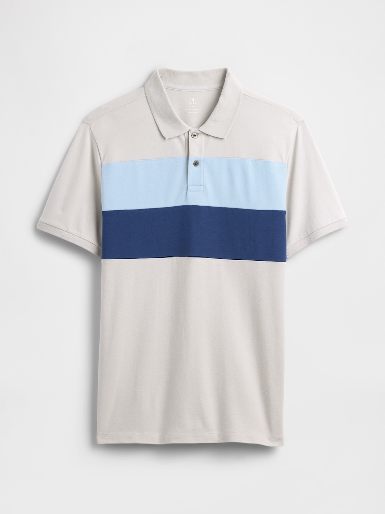 Colorblock Stretch Pique Polo Shirt