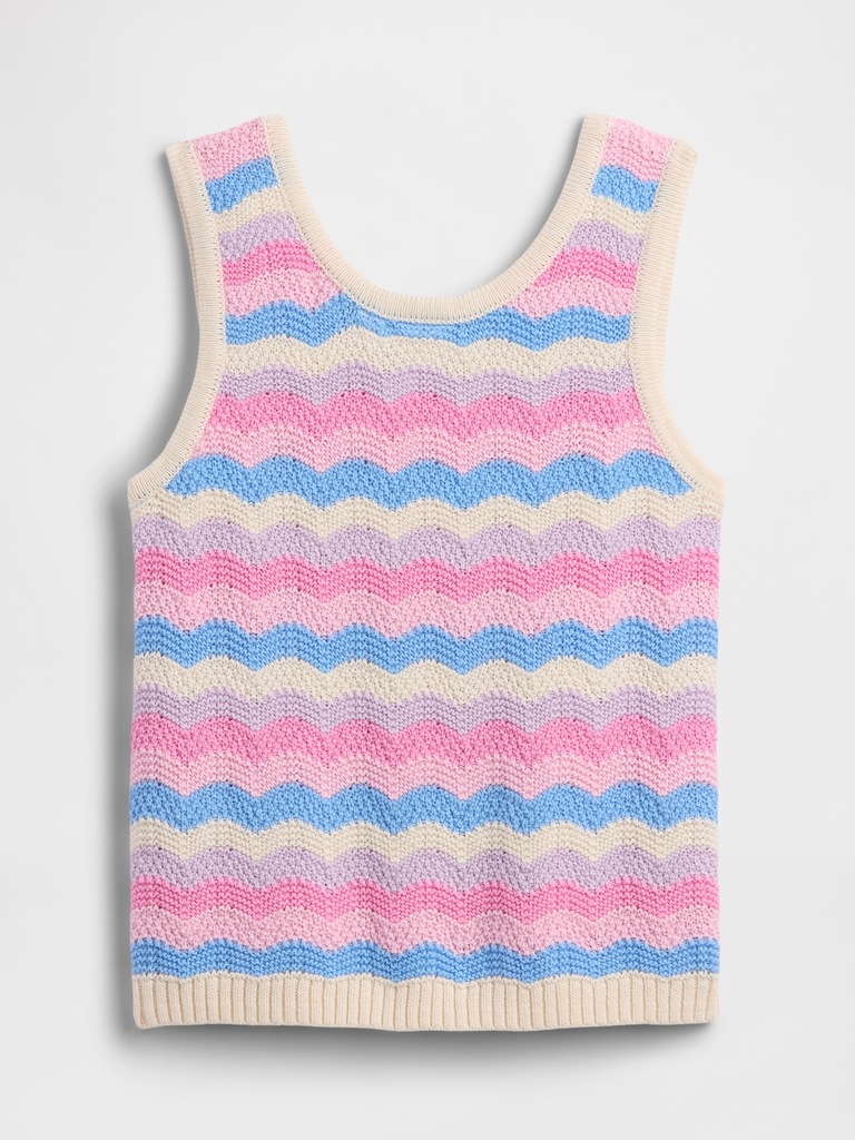 Kids Stripe Crochet Sweater Tank Top