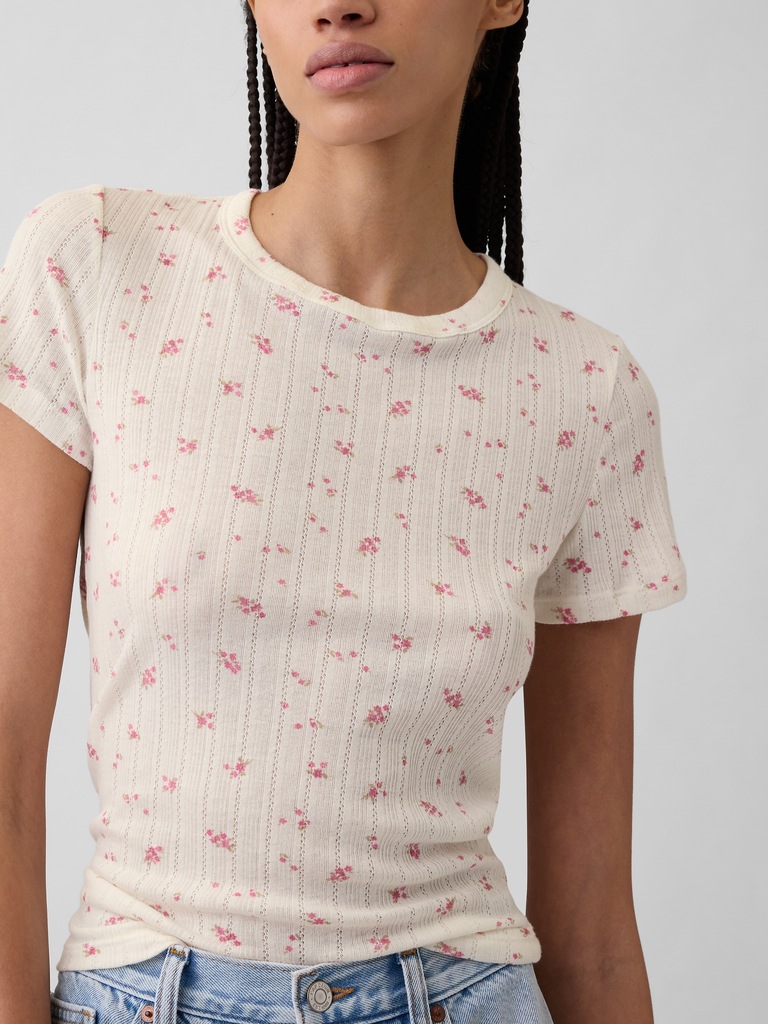 Essential Ribbed Pointelle T-Shirt