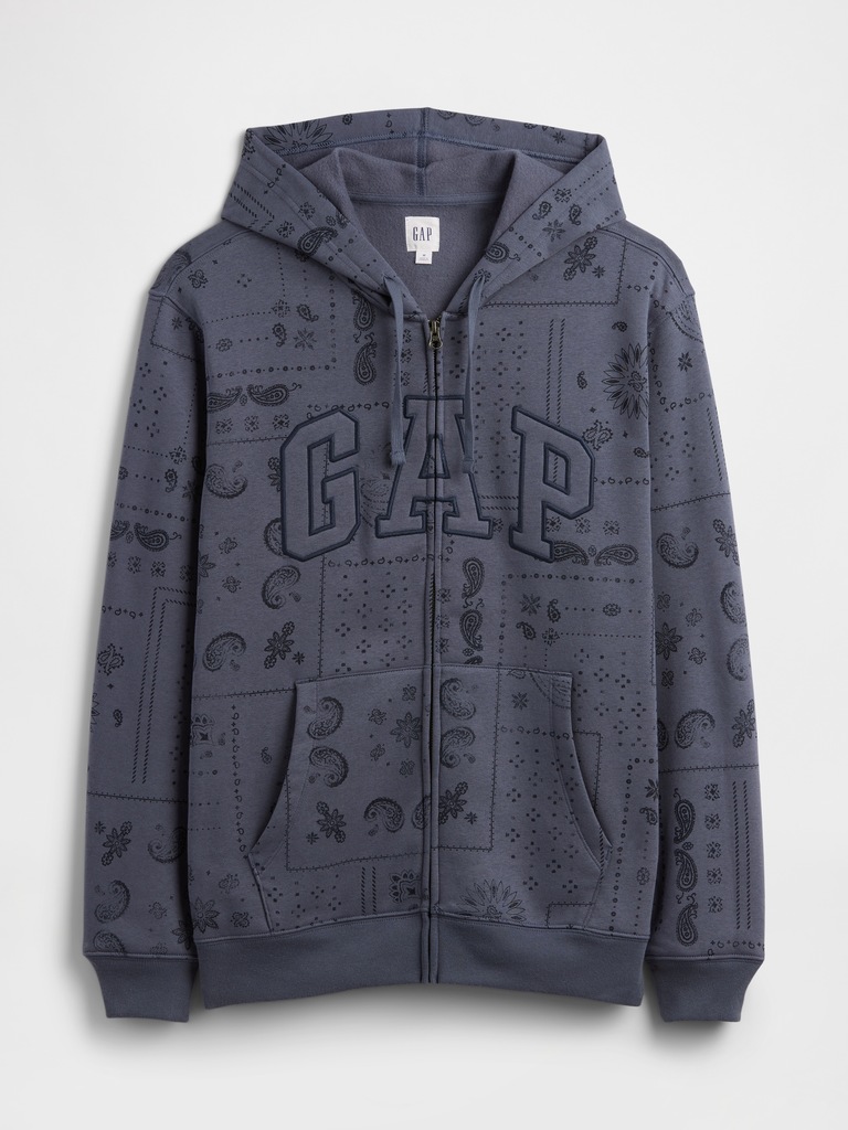 Adult Relaxed Gap Logo Print Zip Hoodie