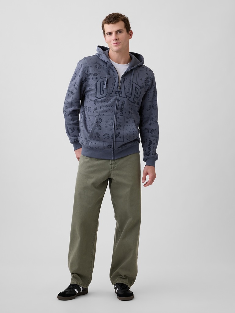 Adult Relaxed Gap Logo Print Zip Hoodie