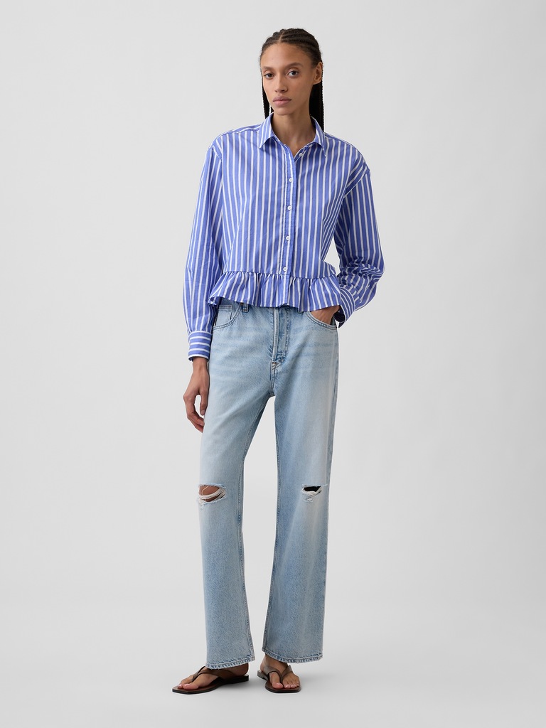 Relaxed Cropped Ruffle Shirt