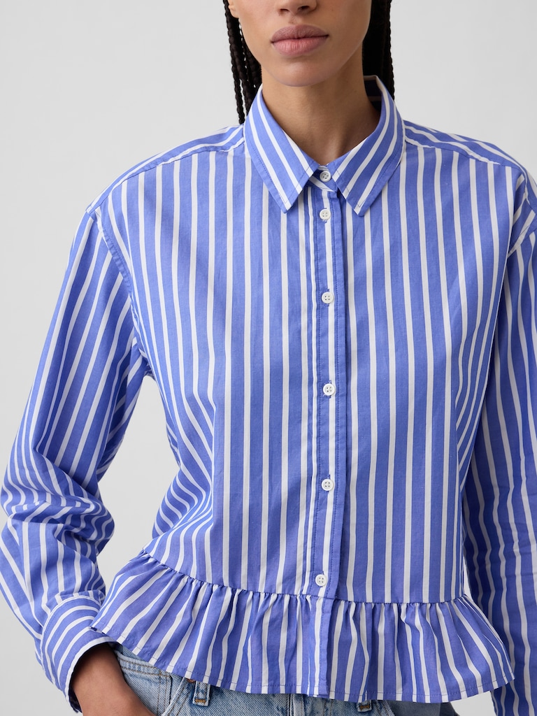 Relaxed Cropped Ruffle Shirt