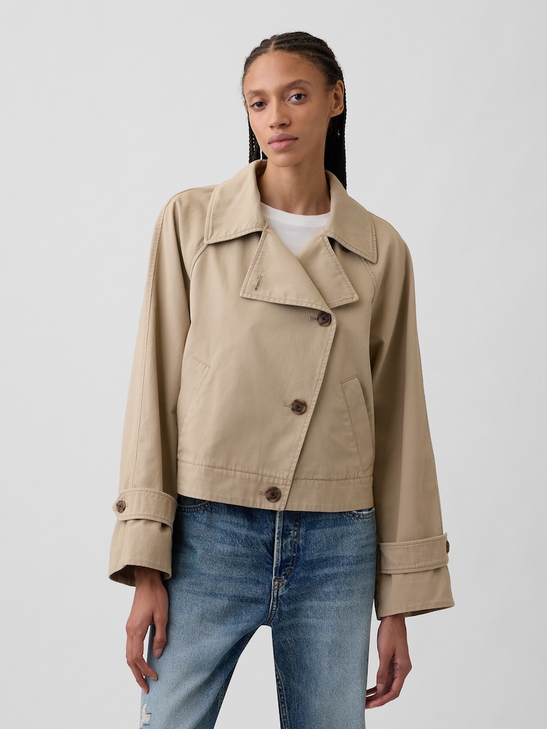 Relaxed Cropped Trench Coat