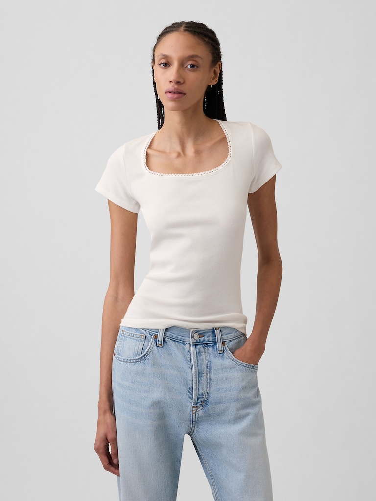 Ribbed Squareneck Top