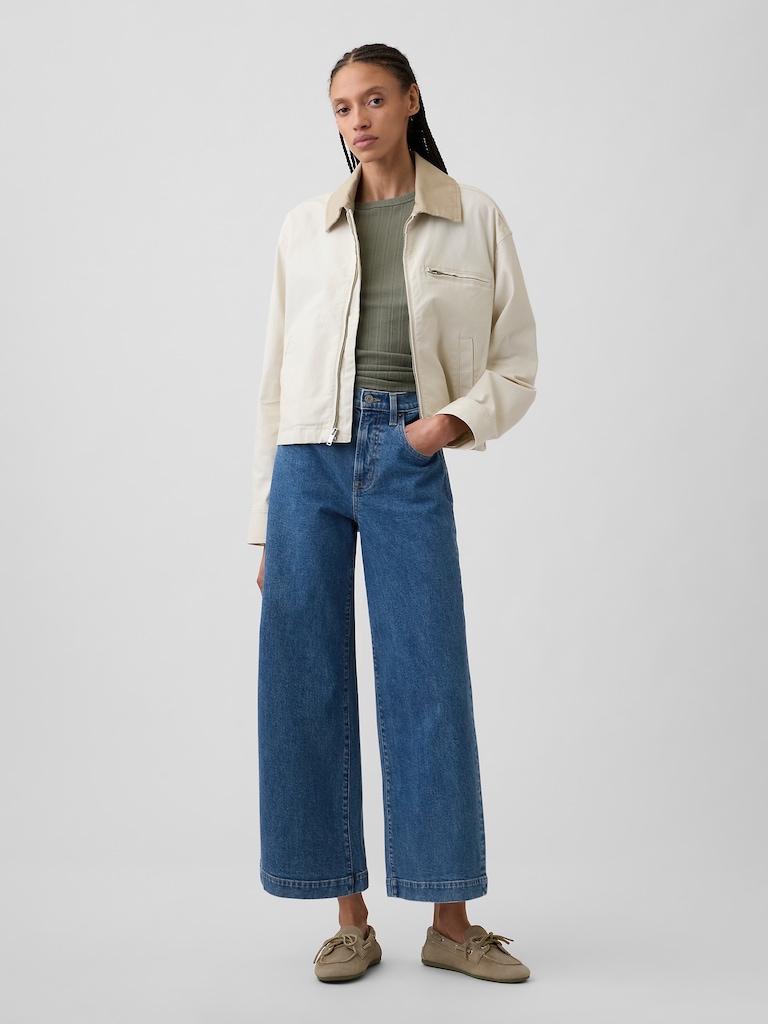 High Rise Wide-Leg Crop Jeans