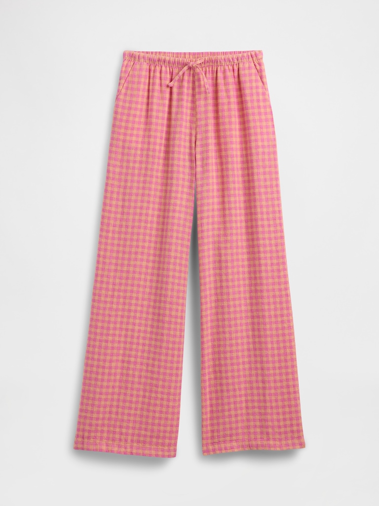Kids Relaxed Pull-On Wide-Leg Linen-Blend Pants