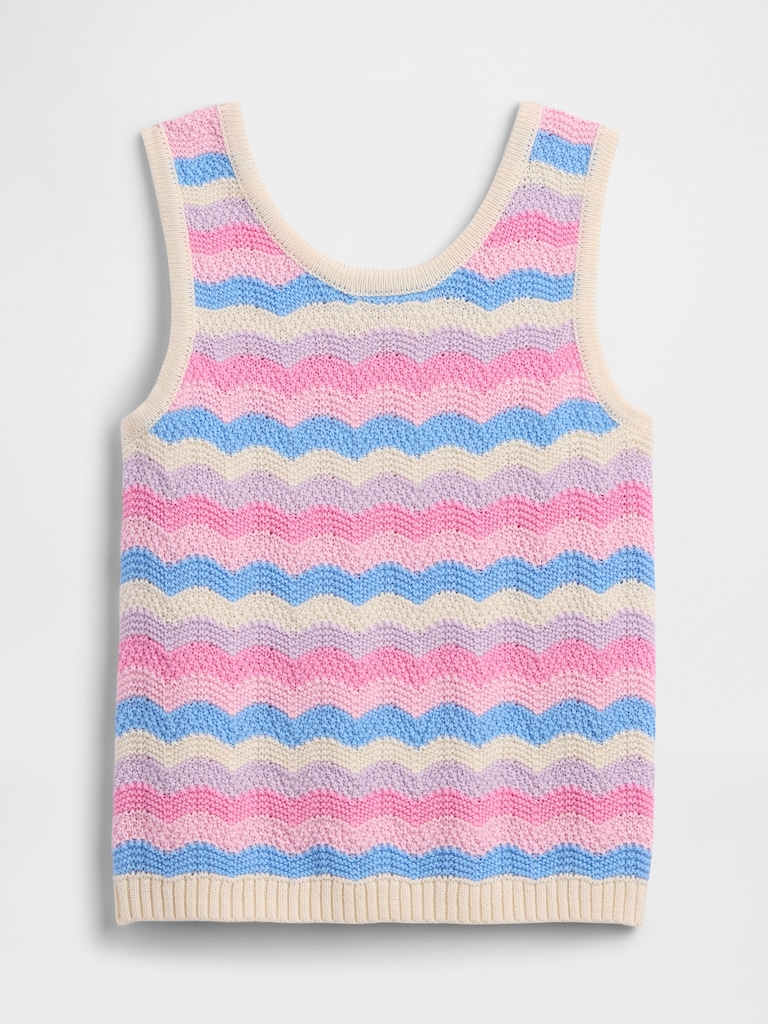 Kids Stripe Crochet Sweater Tank Top