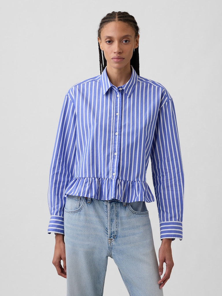 Relaxed Cropped Ruffle Shirt