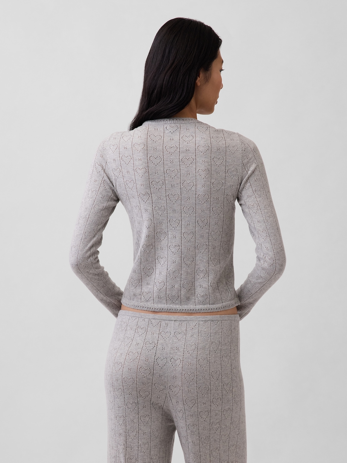 Lightweight CashSoft Pointelle Heart PJ Top