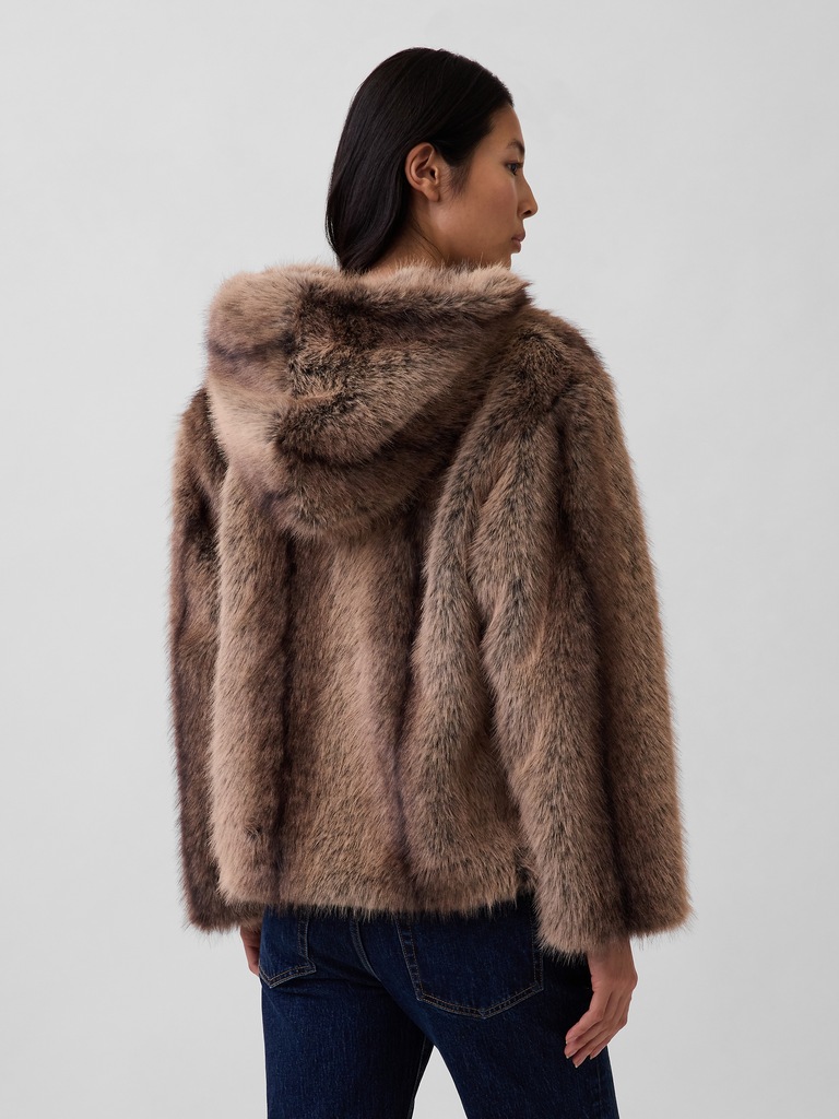 Faux Fur Relaxed Zip Hoodie