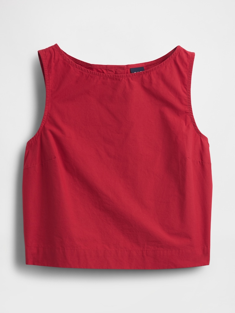 Poplin Boatneck Shell Tank Top