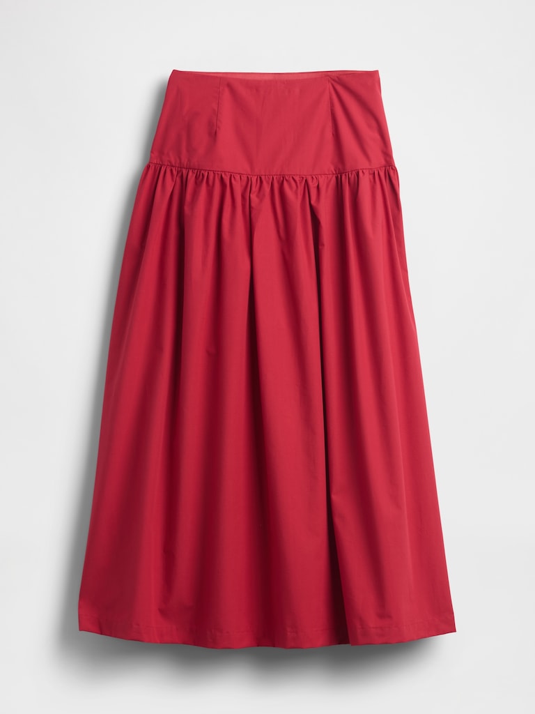 Poplin Drop-Waist Maxi Skirt