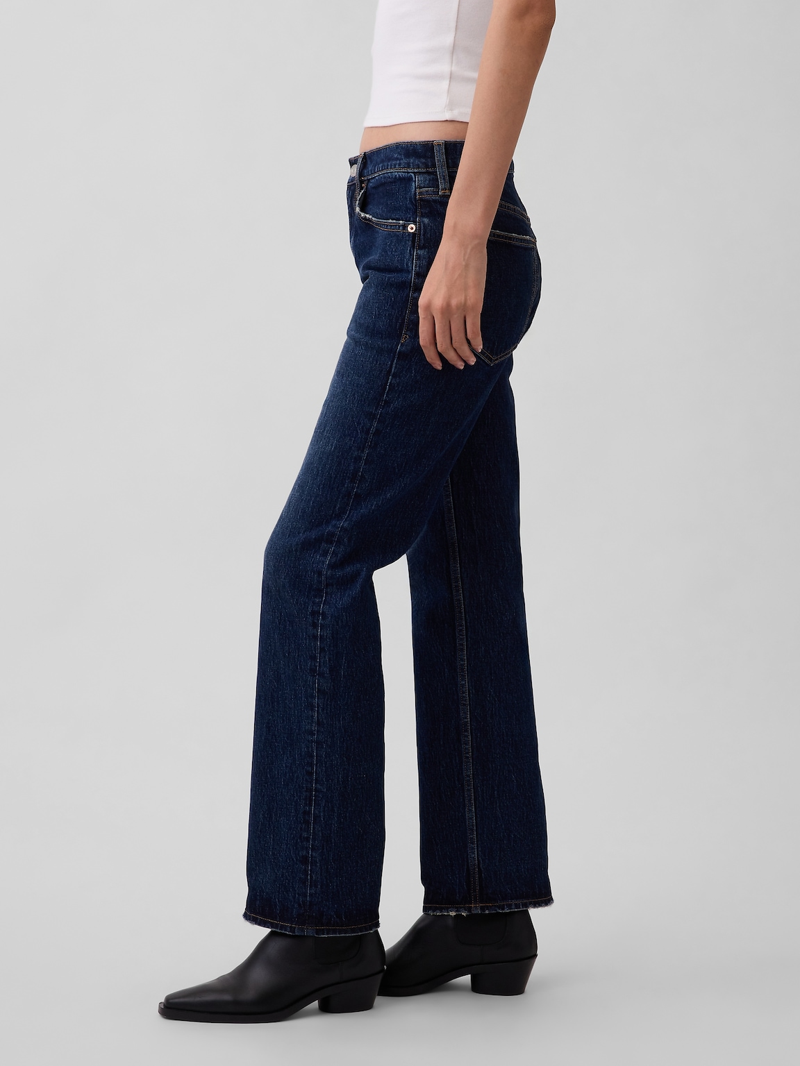 Mid Rise Straight Jeans