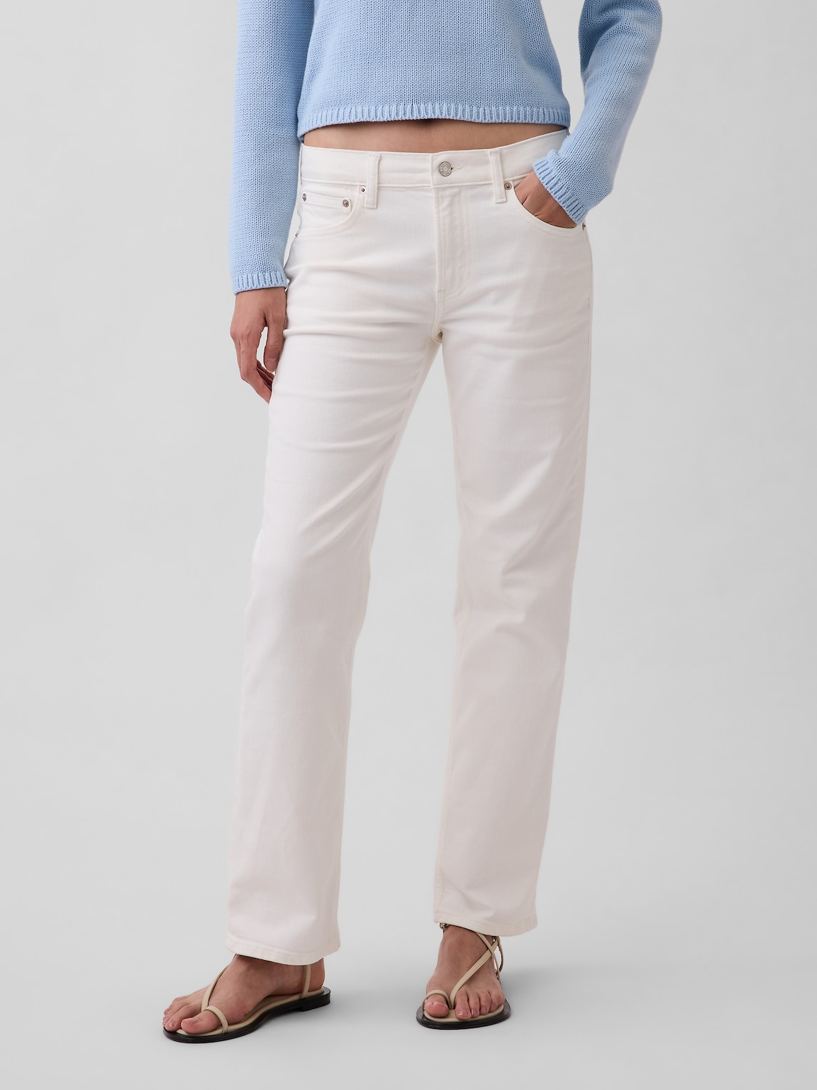 Mid Rise Straight Jeans