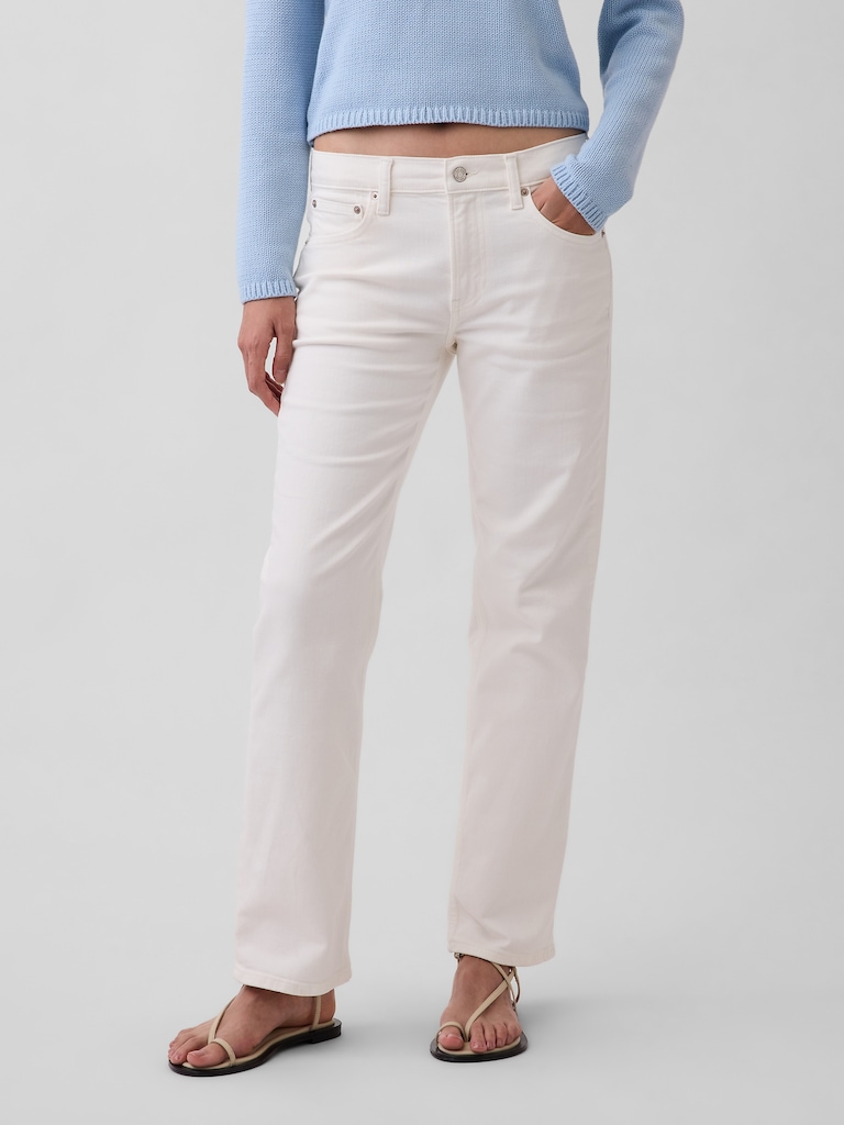 Mid Rise Relaxed Straight Jeans
