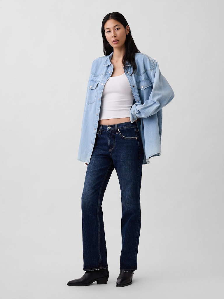 Mid Rise Relaxed Straight Jeans