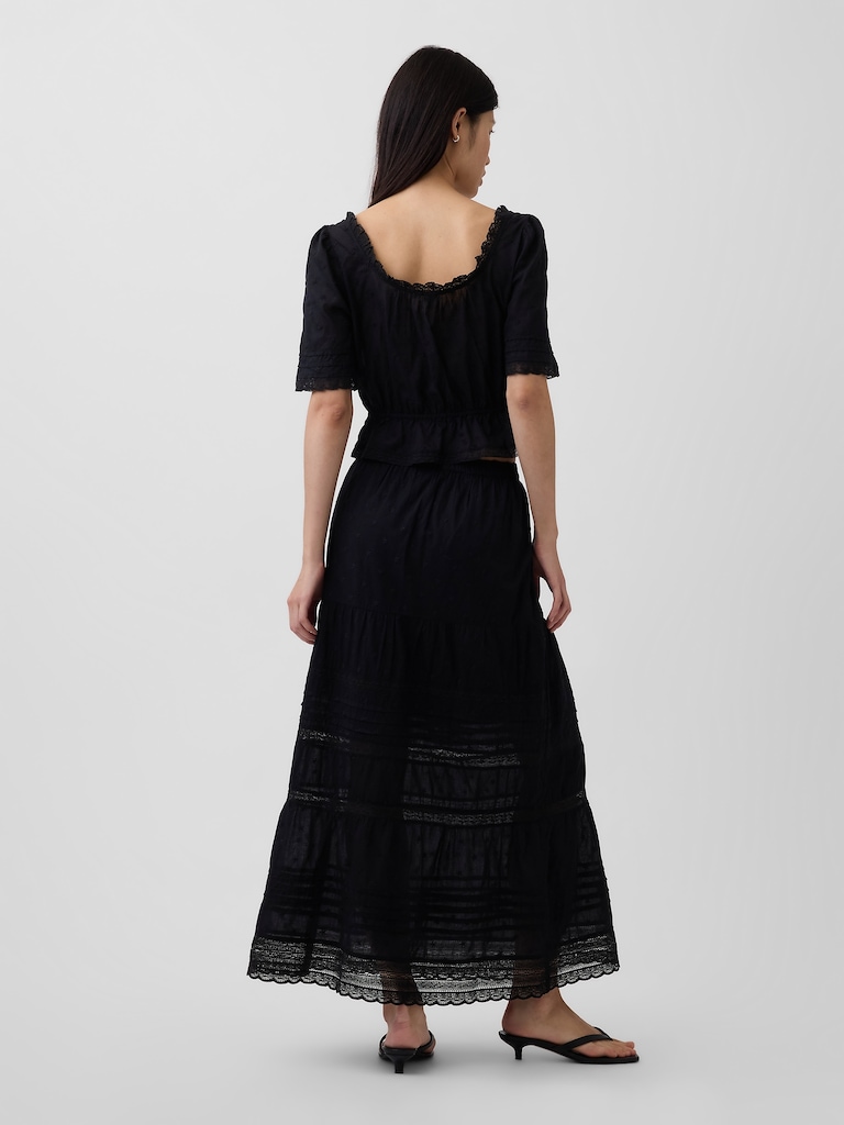 Lace-Trim Maxi Skirt
