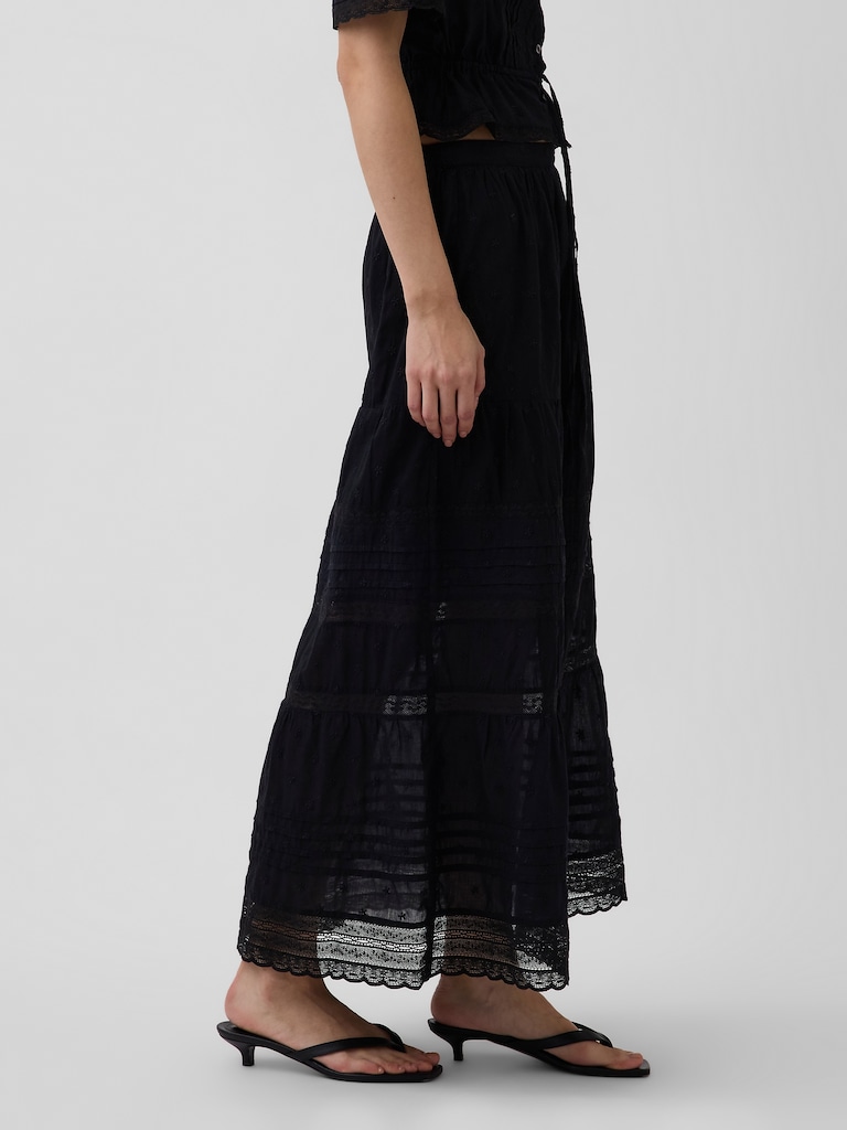 Lace-Trim Maxi Skirt