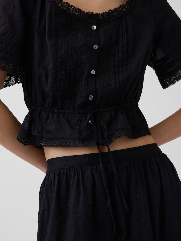 Lace-Trim Maxi Skirt