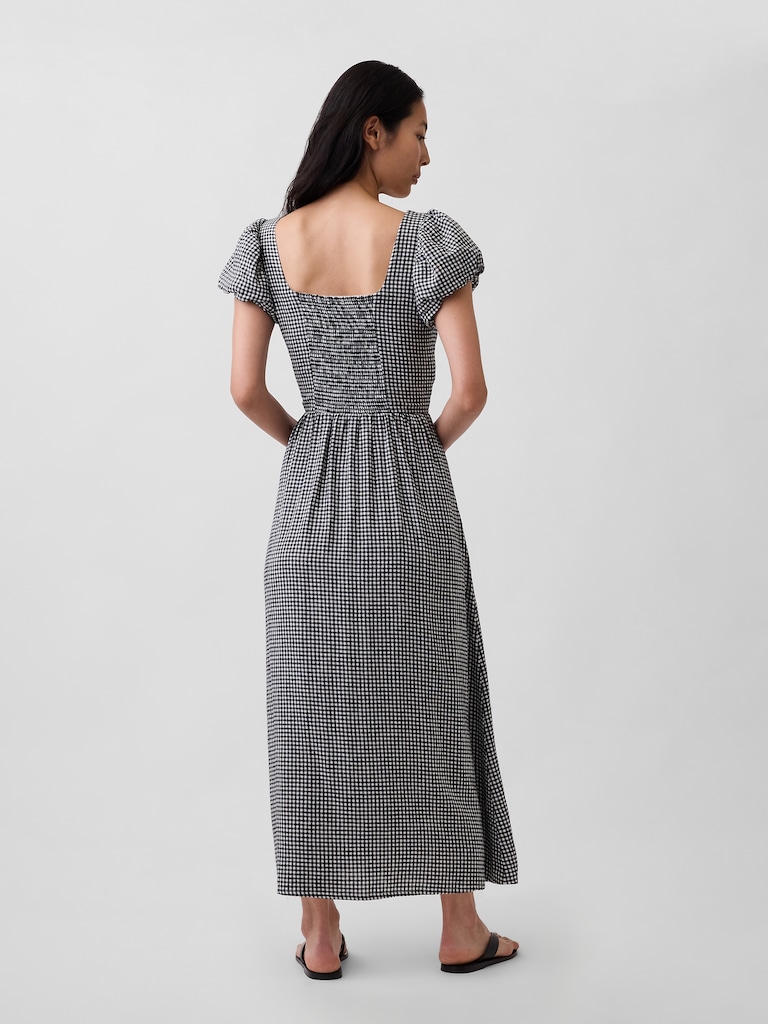 Linen-Blend Drop-Waist Maxi Dress