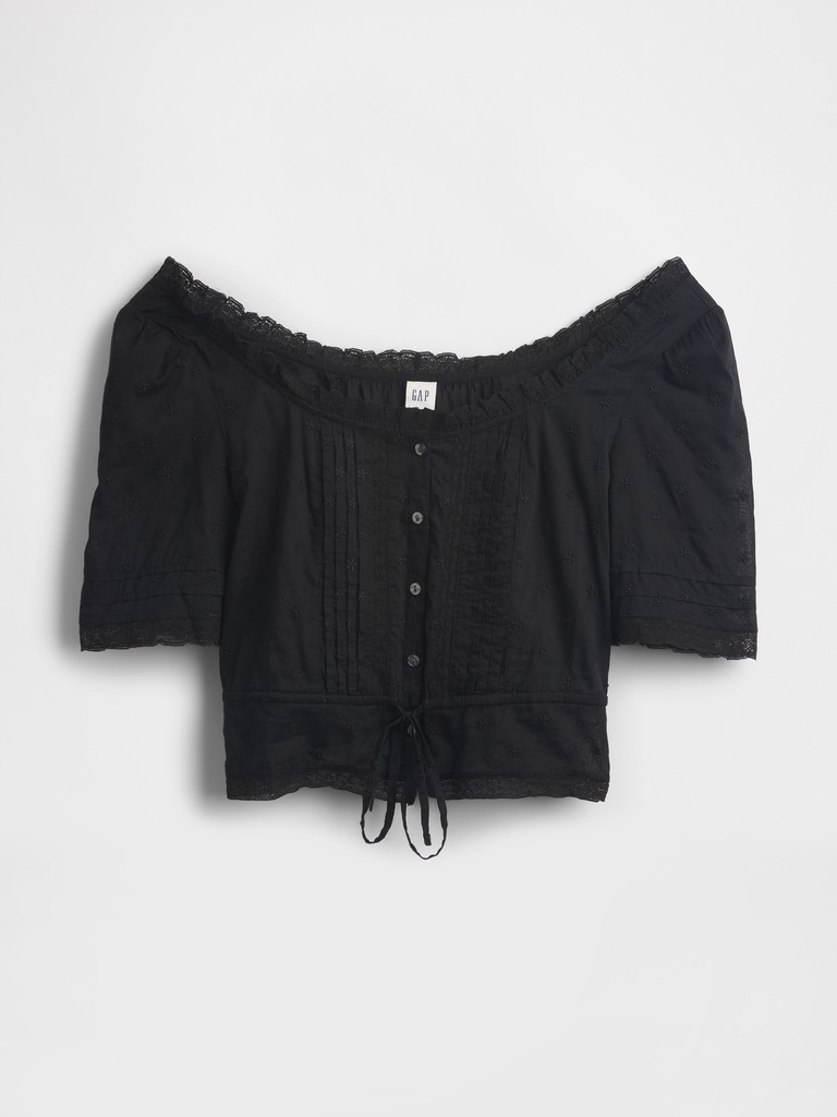 Lace-Trim Peplum Top