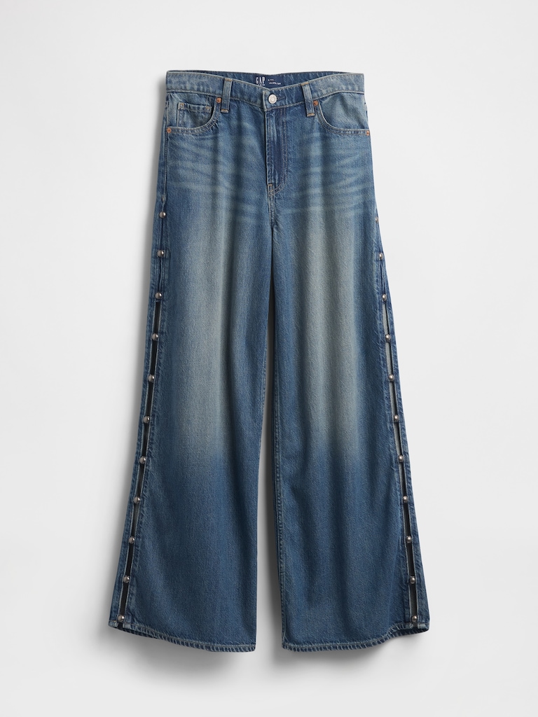Mid Rise UltraSoft Studded Baggy Jeans