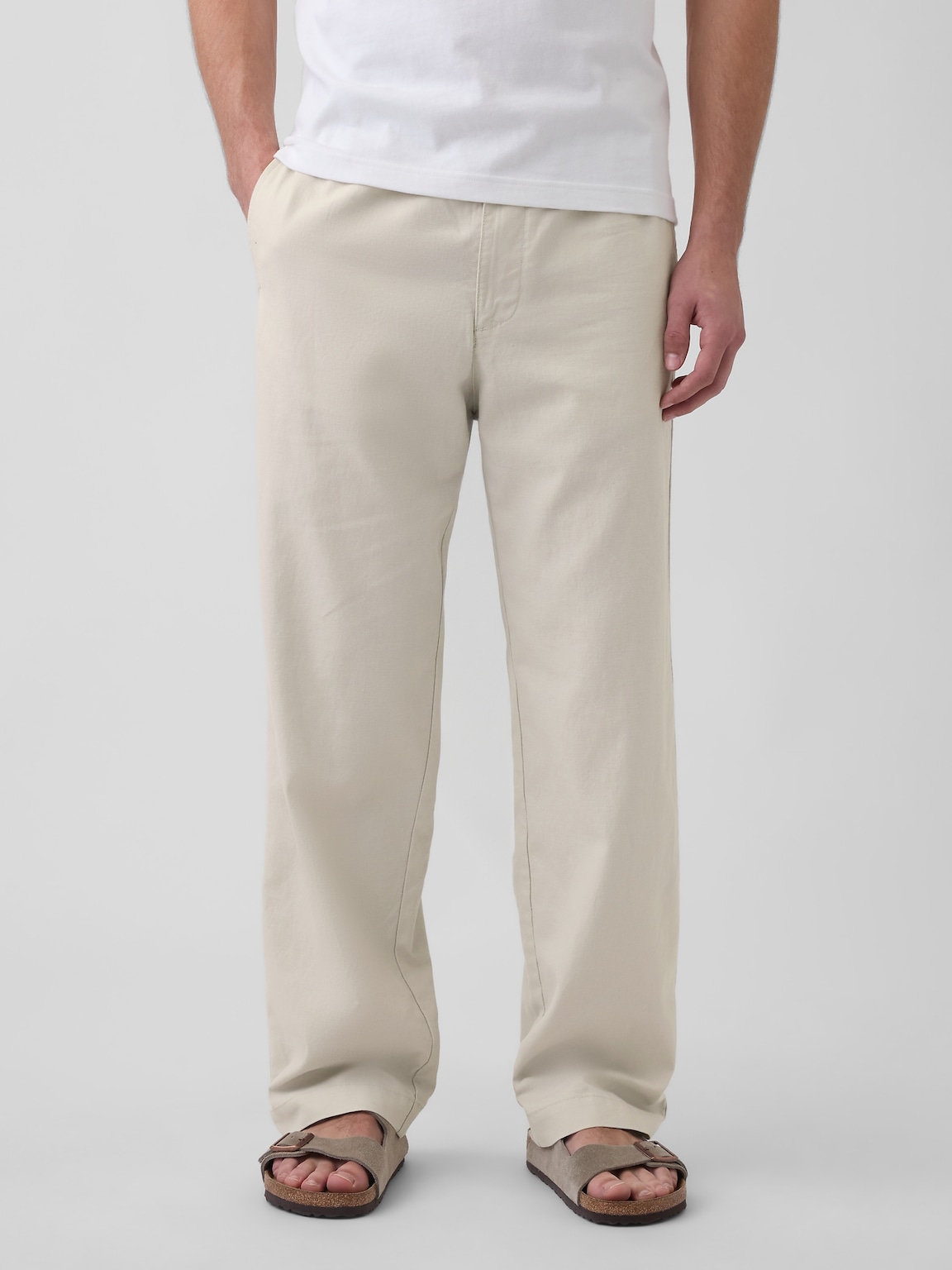 Linen-Cotton Relaxed Taper Pants