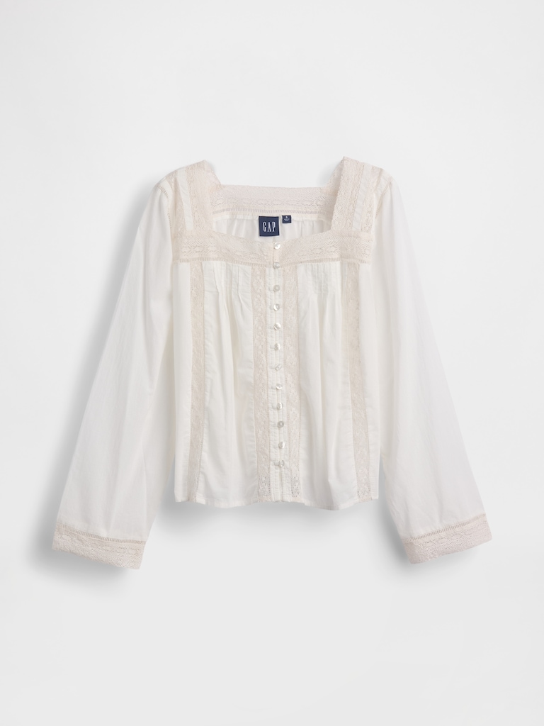 Lace-Trim Square-Neck Top