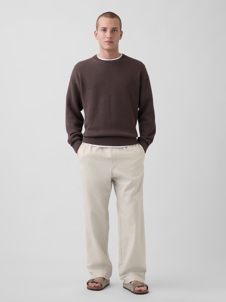 Linen-Cotton Relaxed Taper Pants