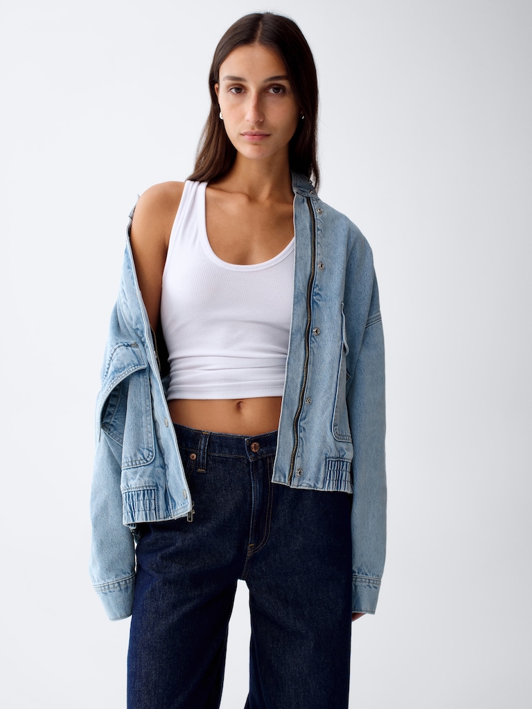 Oversized Denim Bomber Jacket