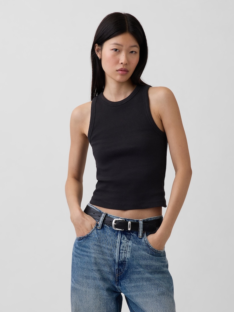 Heavyweight Rib Halter Tank Top