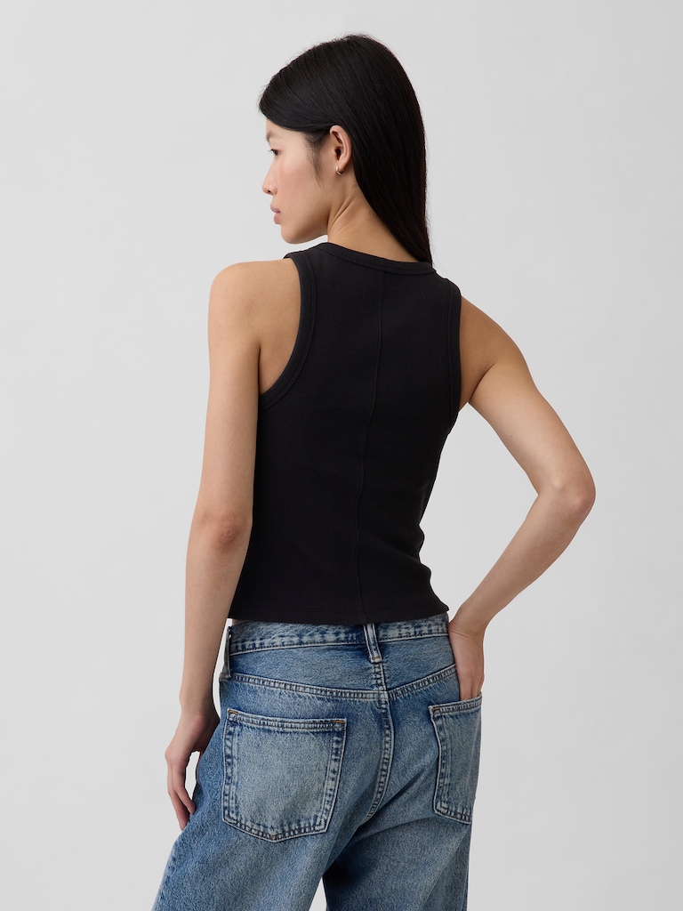 Heavyweight Rib Halter Tank Top