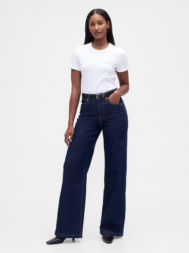 Curvy High Rise Stride Wide-Leg Jeans
