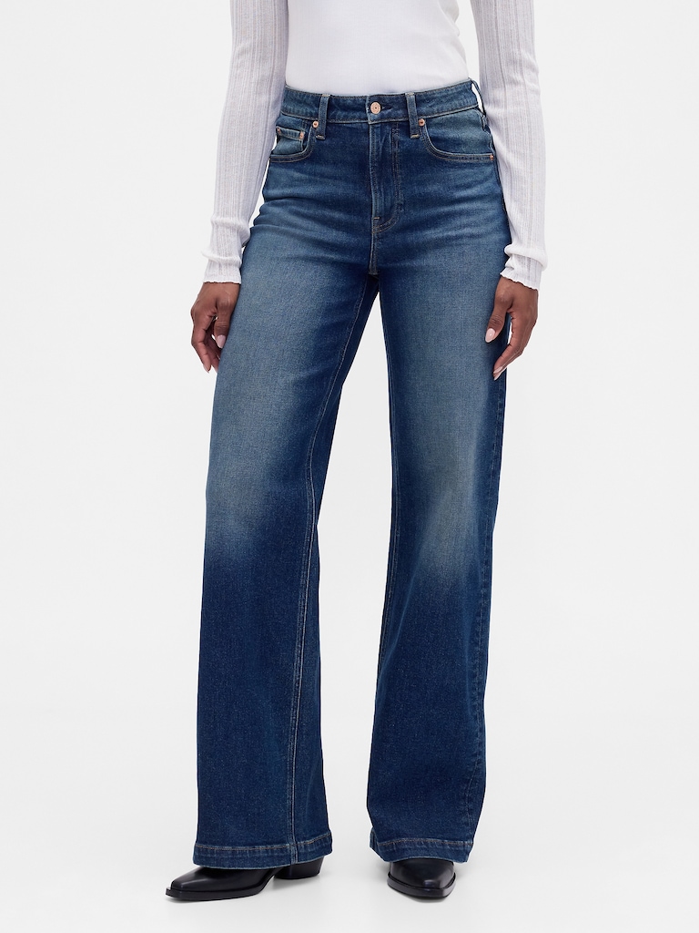 Curvy High Rise Stride Wide-Leg Jeans