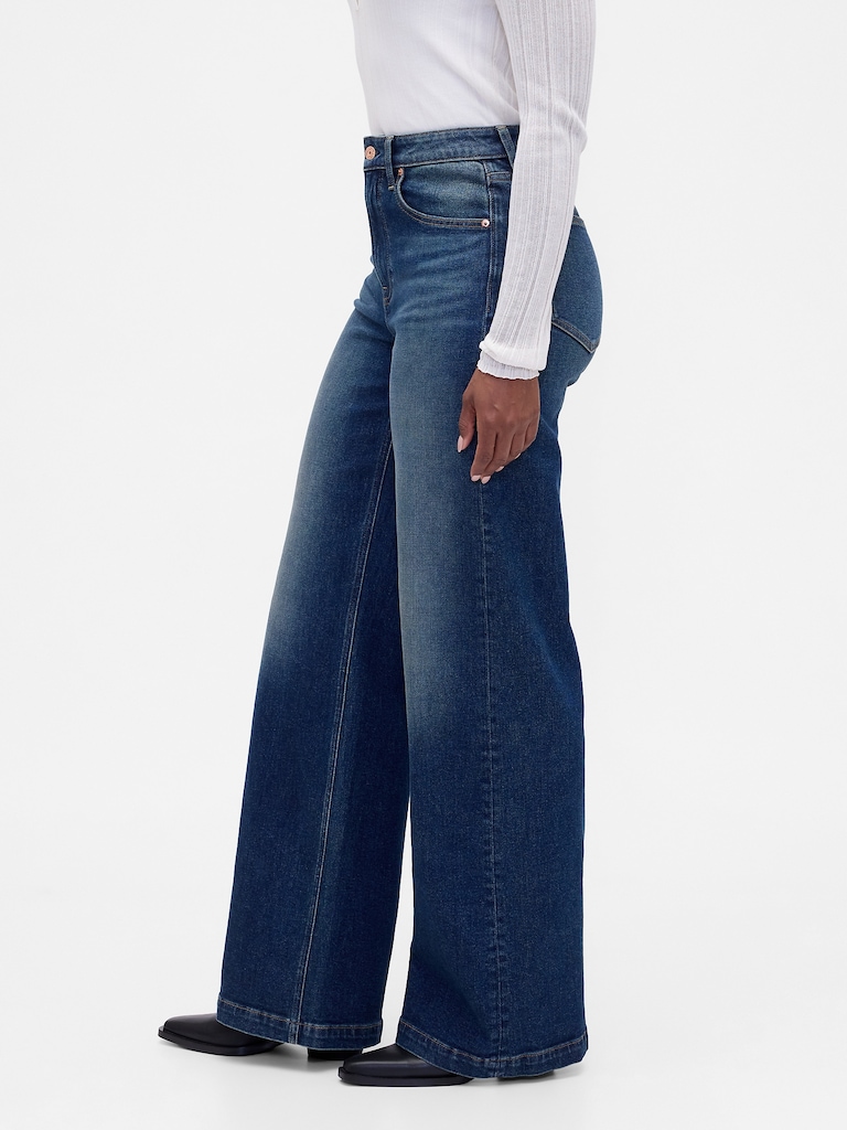 Curvy High Rise Stride Wide-Leg Jeans